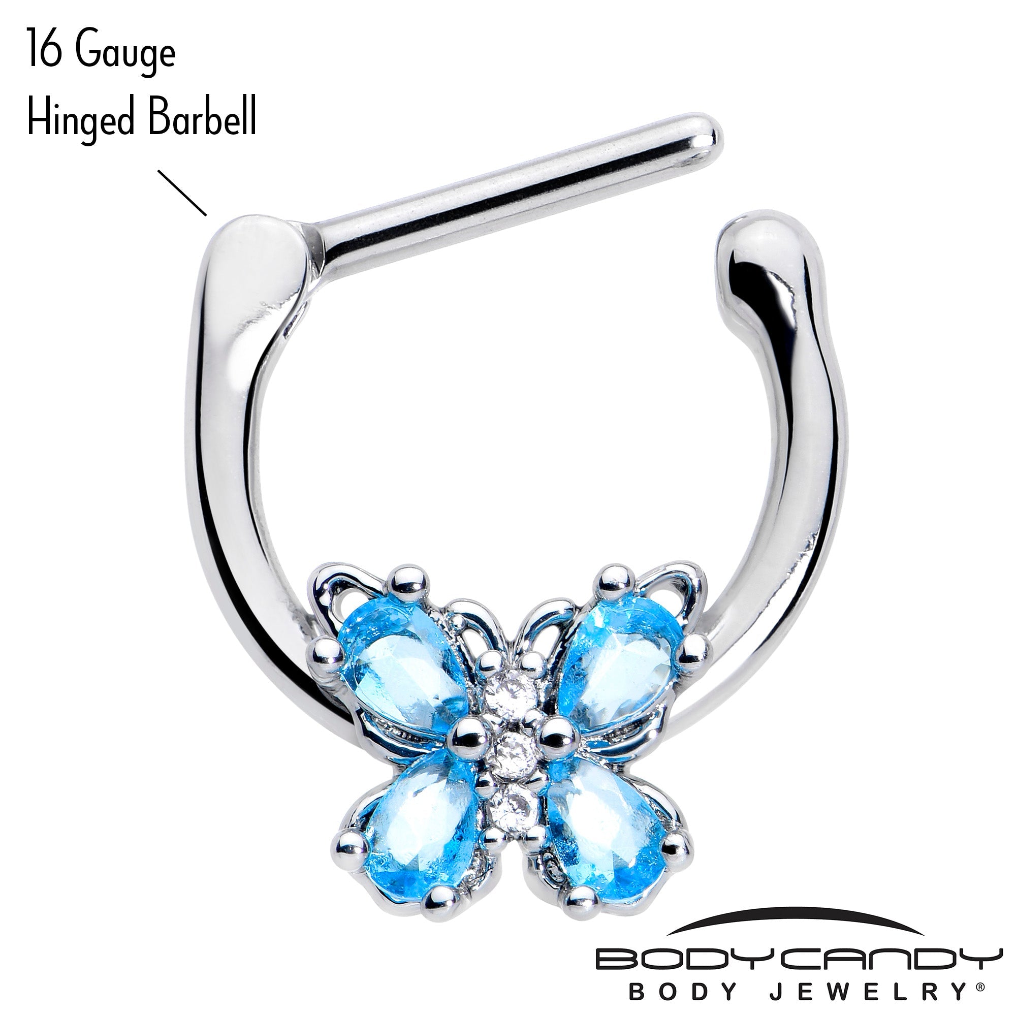 BodyCandy 16G 5/16 Blue Gem Baroque Beauty Butterfly Cartilage Clicker — lifestyle context