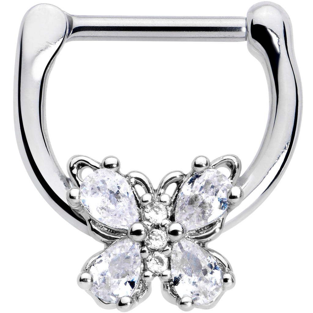 BodyCandy 16G 5/16 Clear Gem Baroque Beauty Butterfly Cartilage Clicker — main product shot