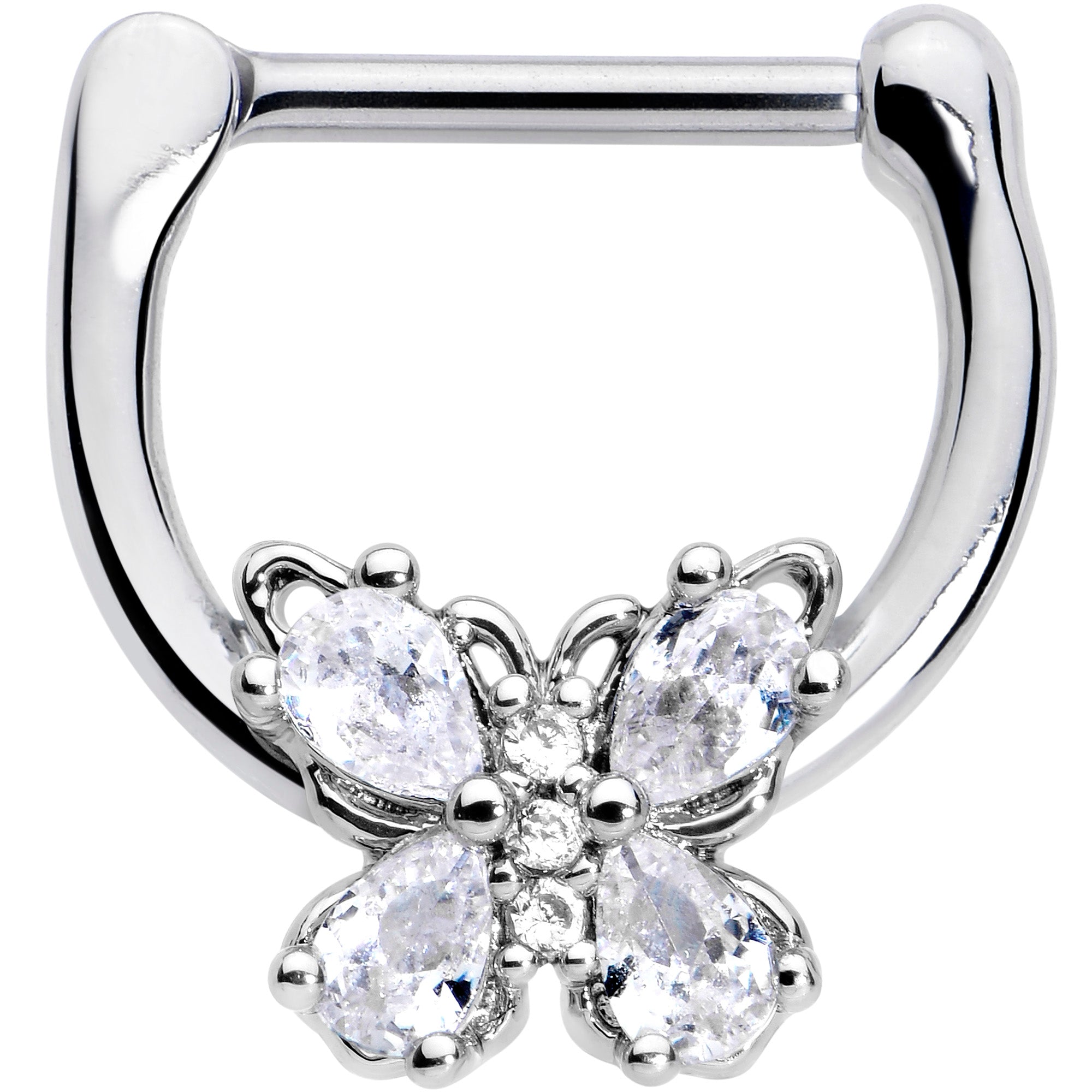 BodyCandy 16G 5/16 Clear Gem Baroque Beauty Butterfly Cartilage Clicker — main product shot