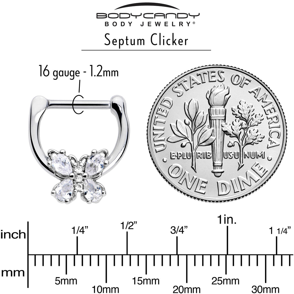 BodyCandy 16G 5/16 Clear Gem Baroque Beauty Butterfly Cartilage Clicker — side view