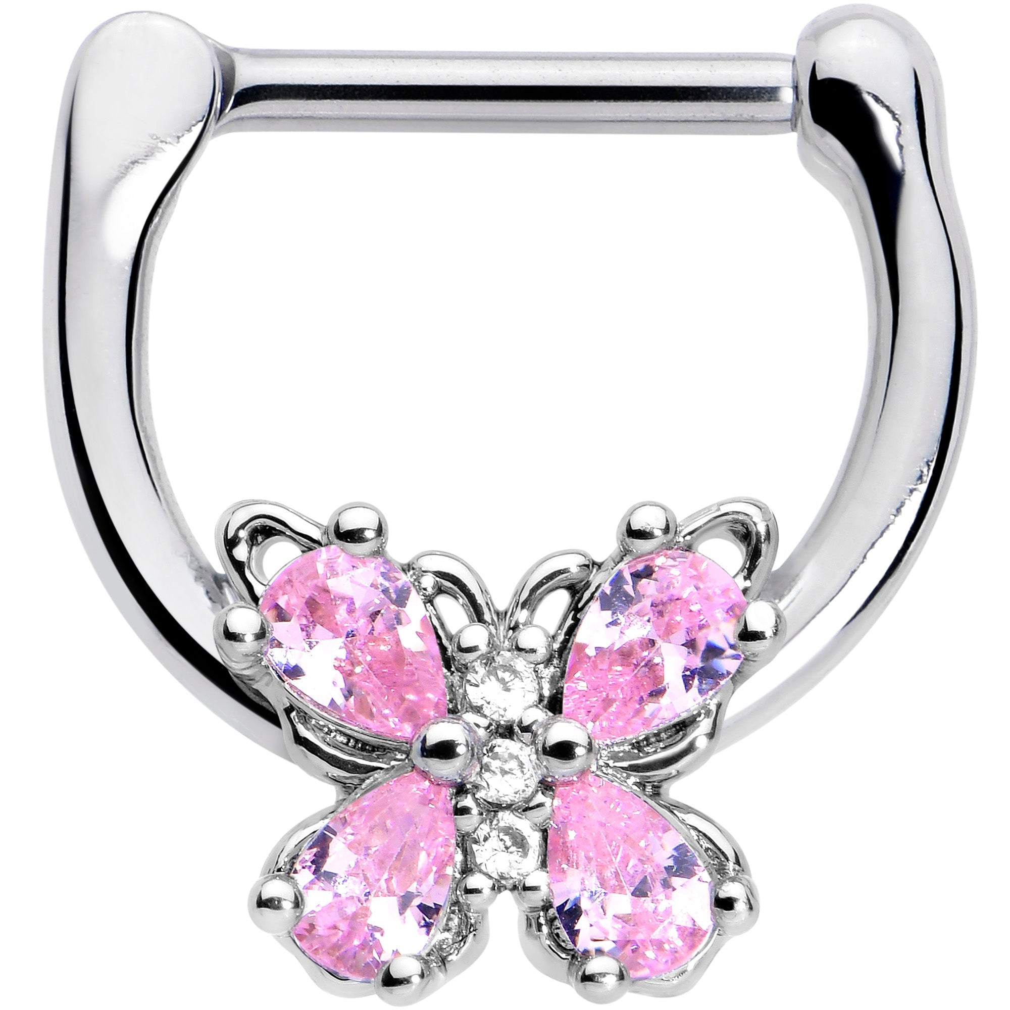 BodyCandy 16G 5/16 Pink Gem Baroque Beauty Butterfly Cartilage Clicker — main product shot