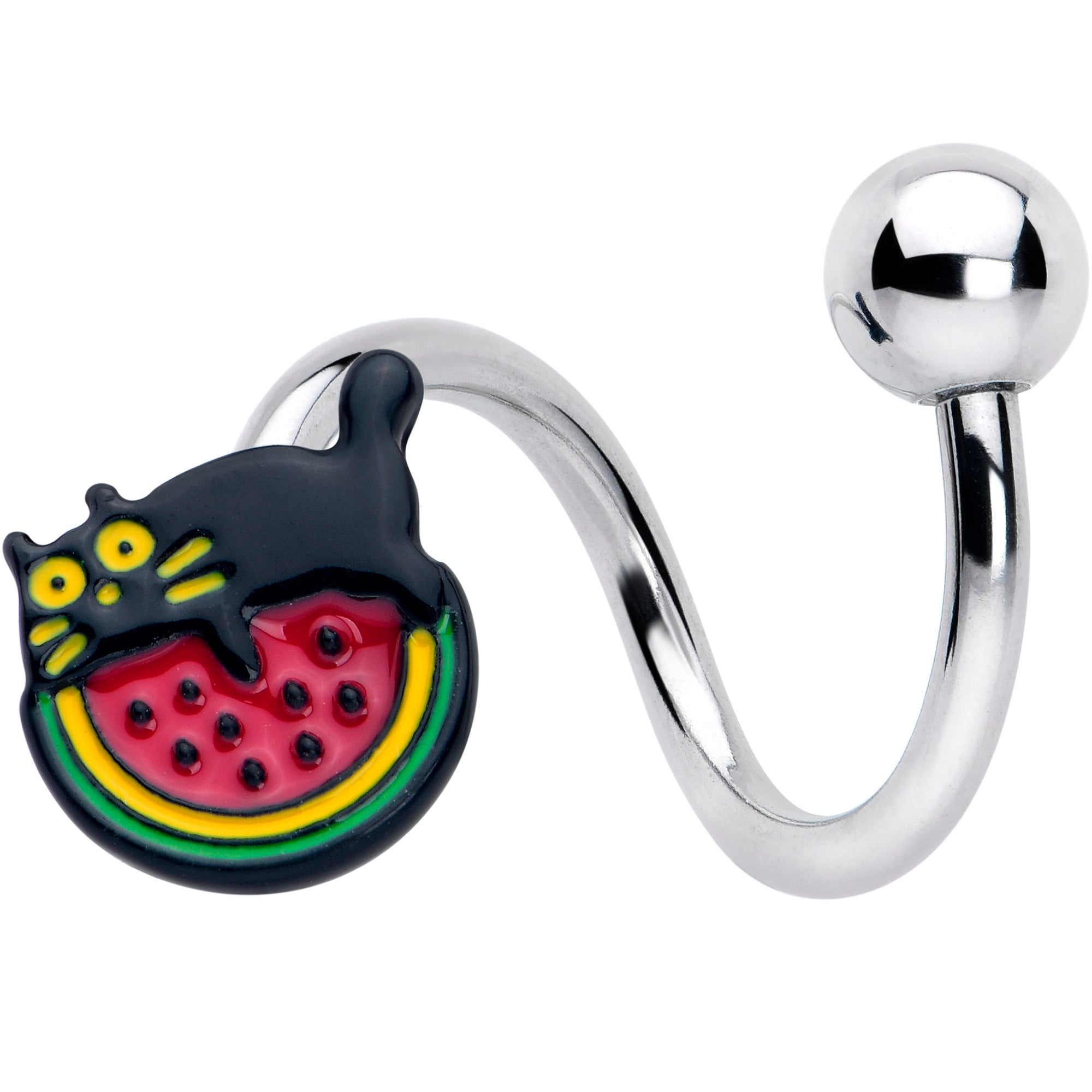 BodyCandy Watermelon Cat Love Spiral Twister Belly Ring — main product shot