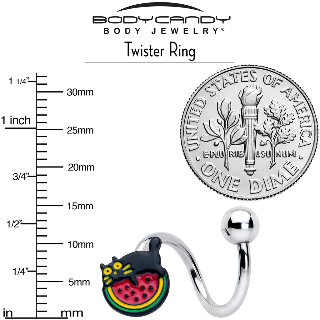 BodyCandy Watermelon Cat Love Spiral Twister Belly Ring — lifestyle context