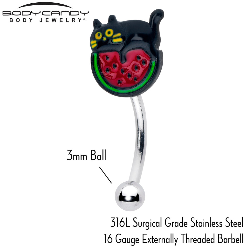 BodyCandy 16G 5/16 Watermelon Cat Love Curved Eyebrow Ring — lifestyle context