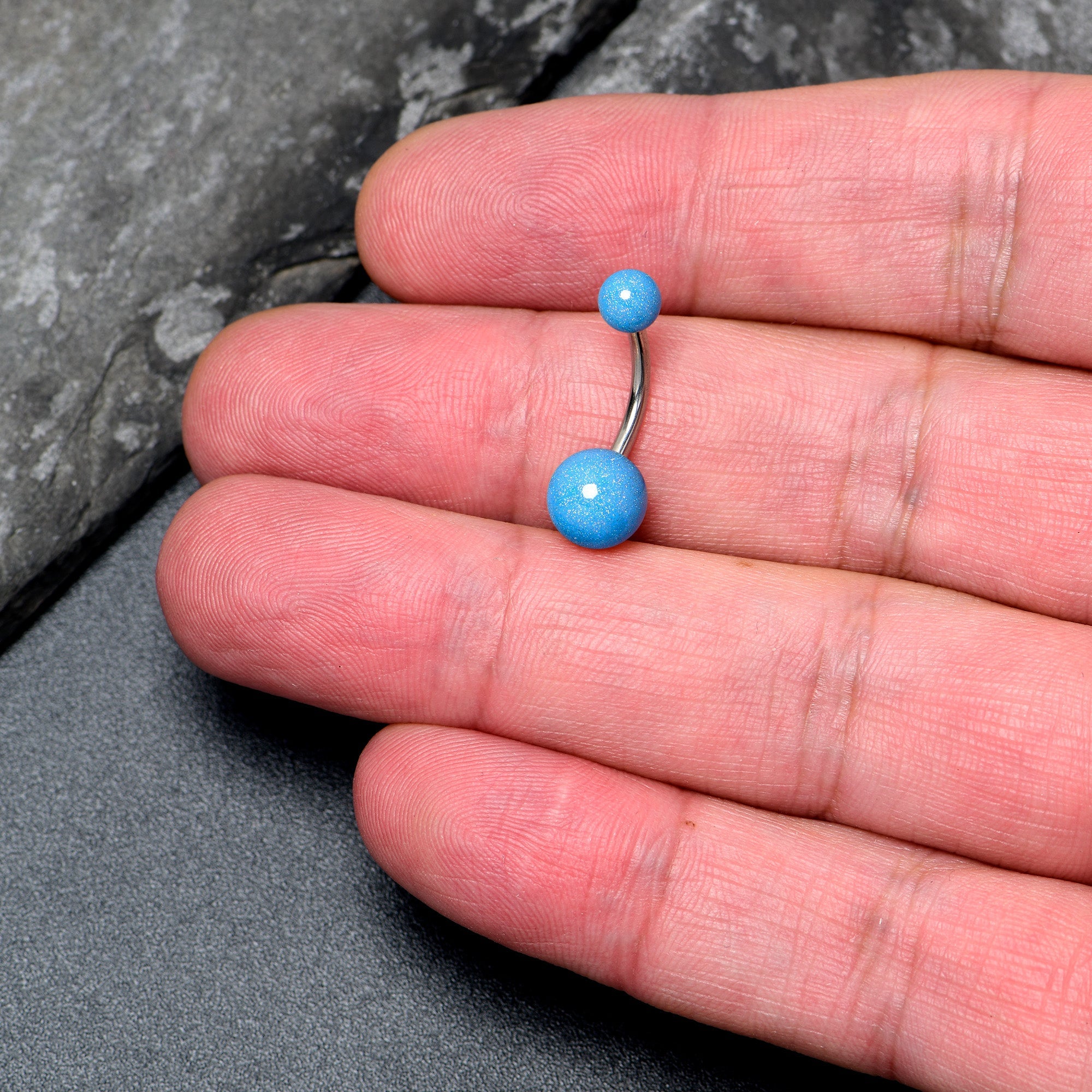 BodyCandy Pastel Shimmer Blue Ends Belly Ring — detail close-up