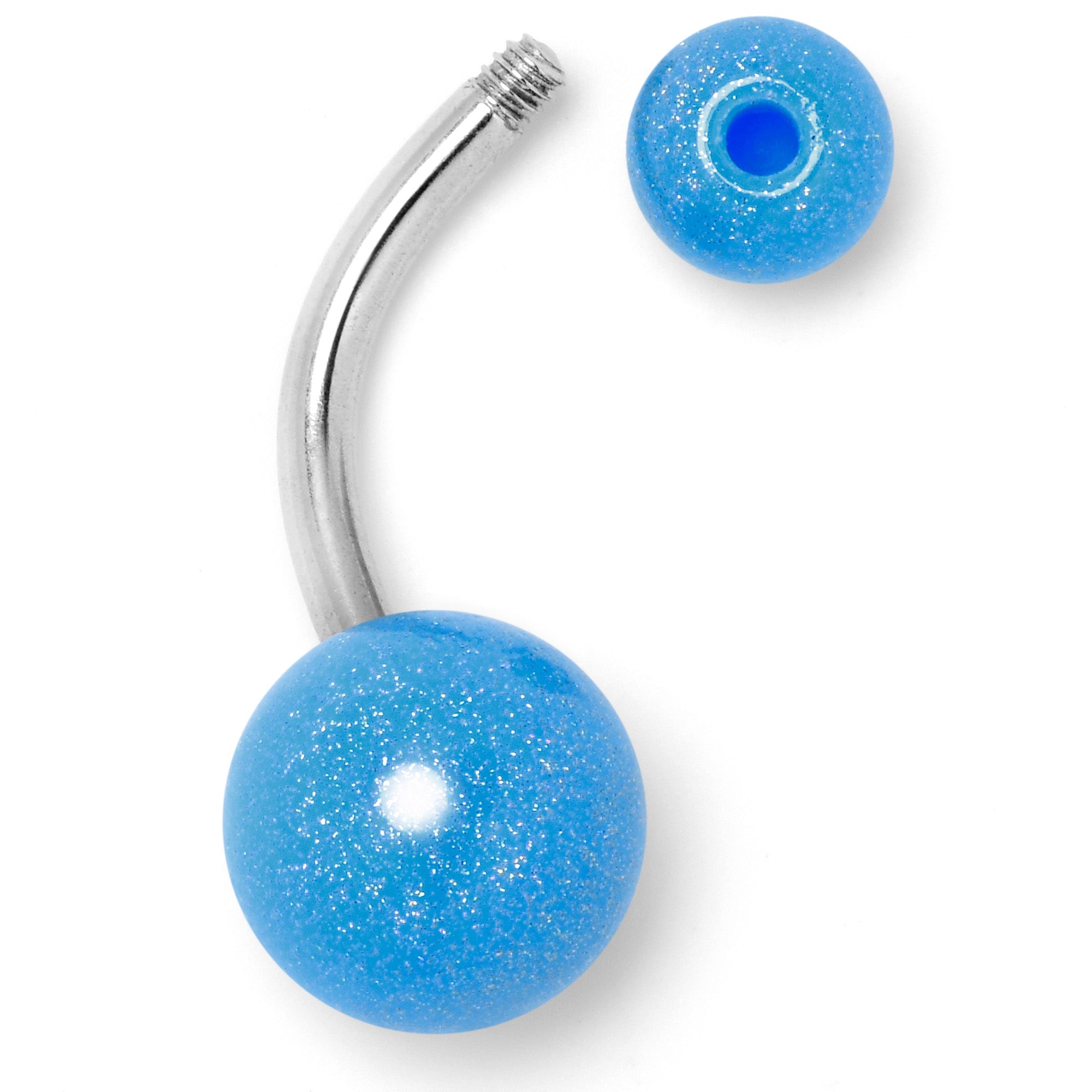 BodyCandy Pastel Shimmer Blue Ends Belly Ring — side view