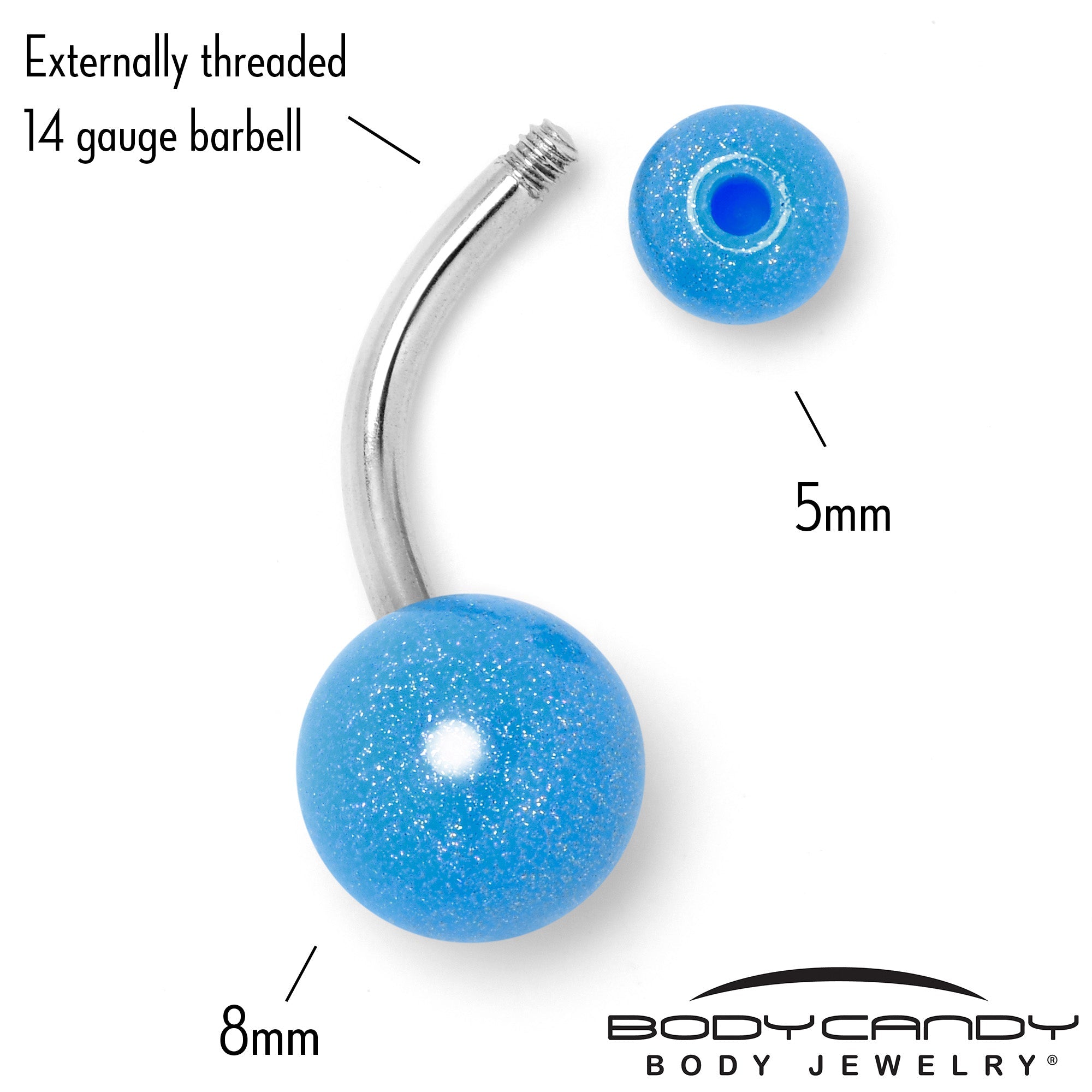 BodyCandy Pastel Shimmer Blue Ends Belly Ring — back view