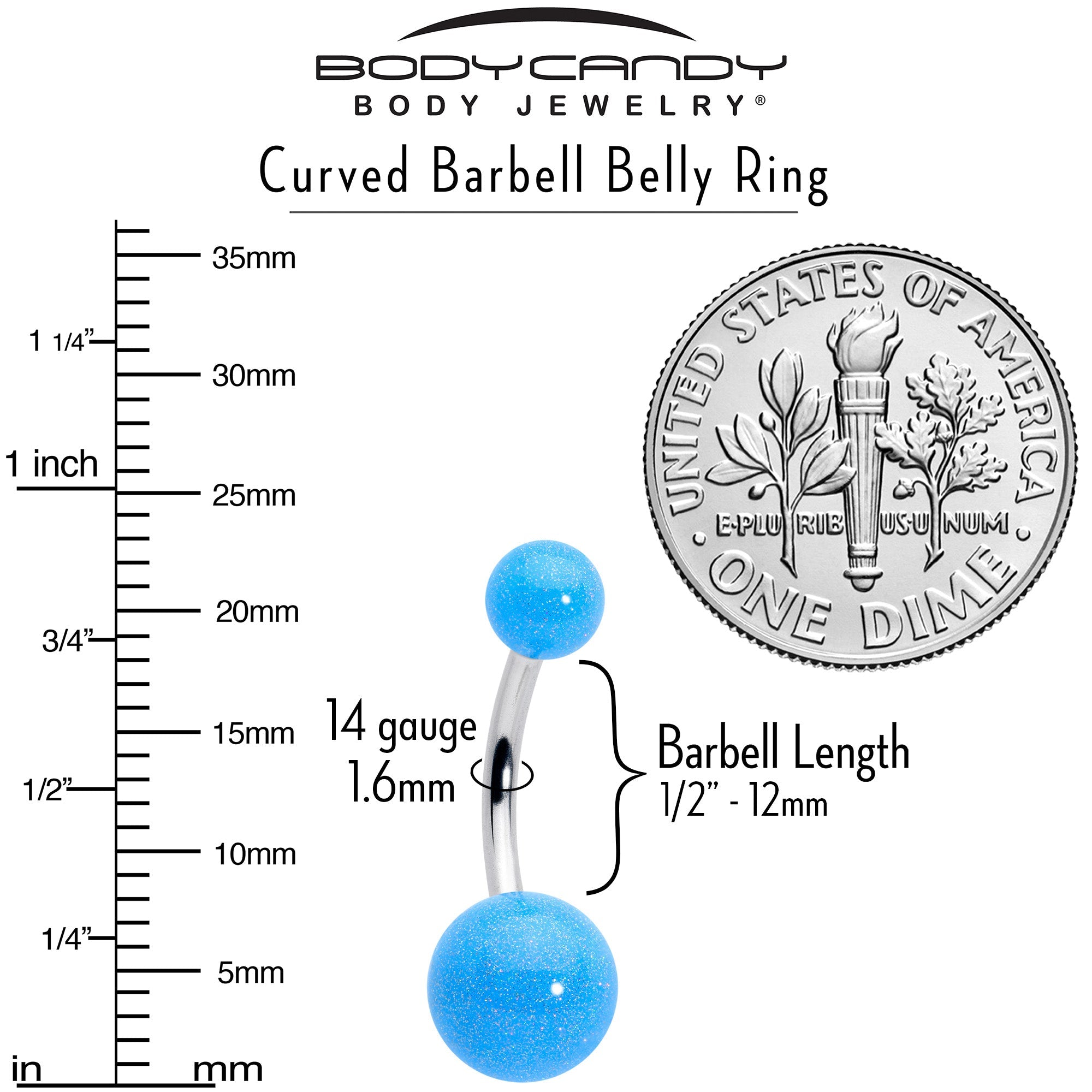 BodyCandy Pastel Shimmer Blue Ends Belly Ring — alternative angle