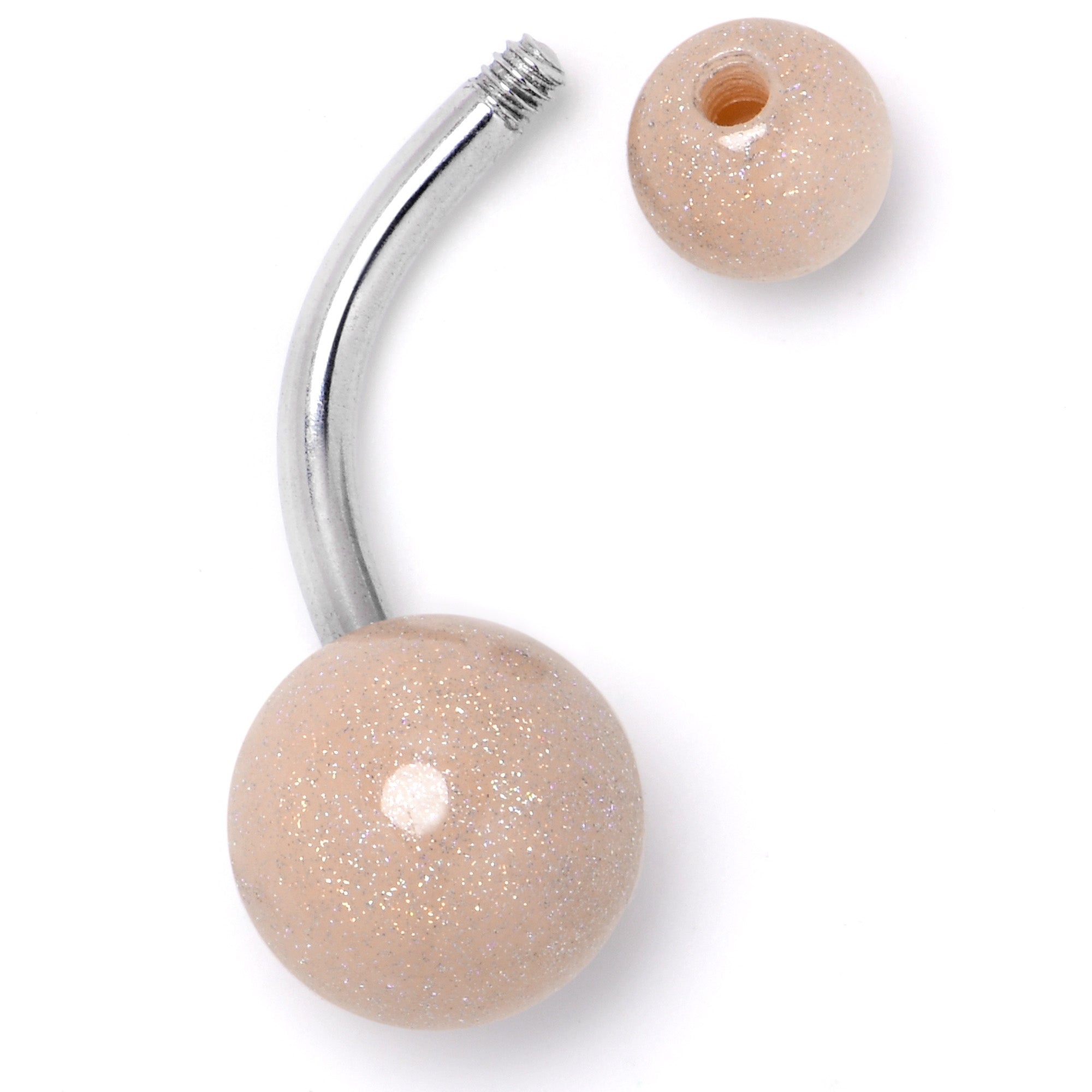 BodyCandy Pastel Shimmer Peach Ends Belly Ring — side view