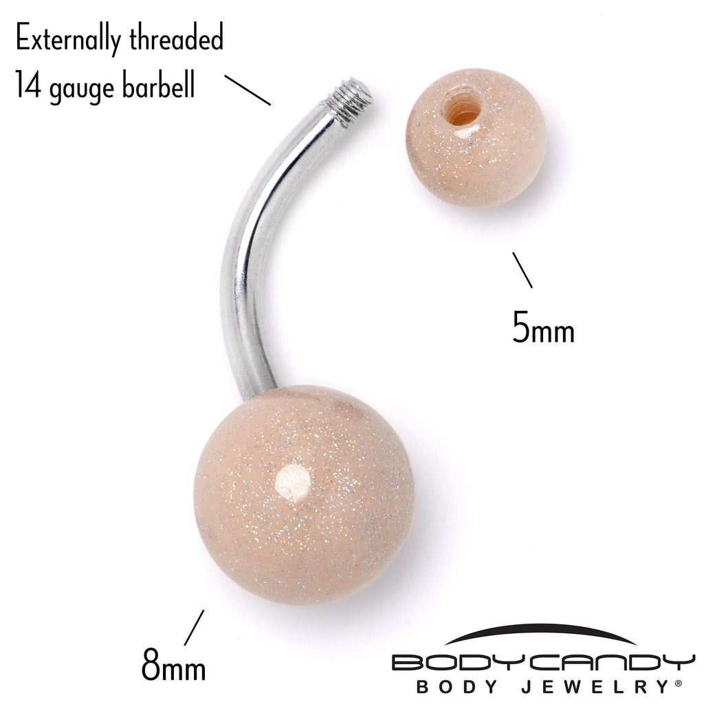 BodyCandy Pastel Shimmer Peach Ends Belly Ring — back view