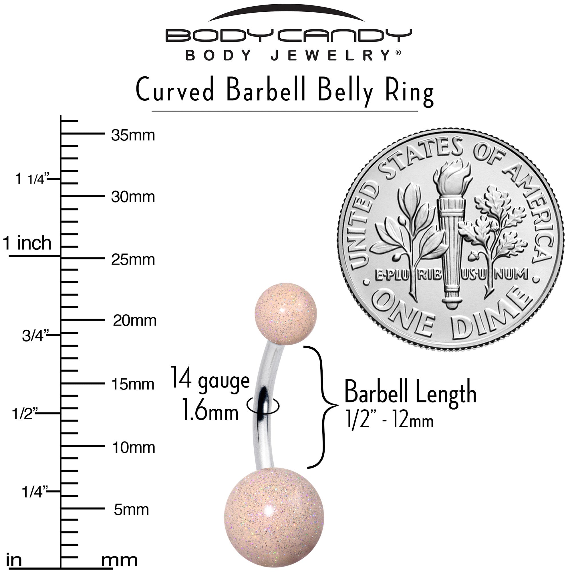 BodyCandy Pastel Shimmer Peach Ends Belly Ring — alternative angle