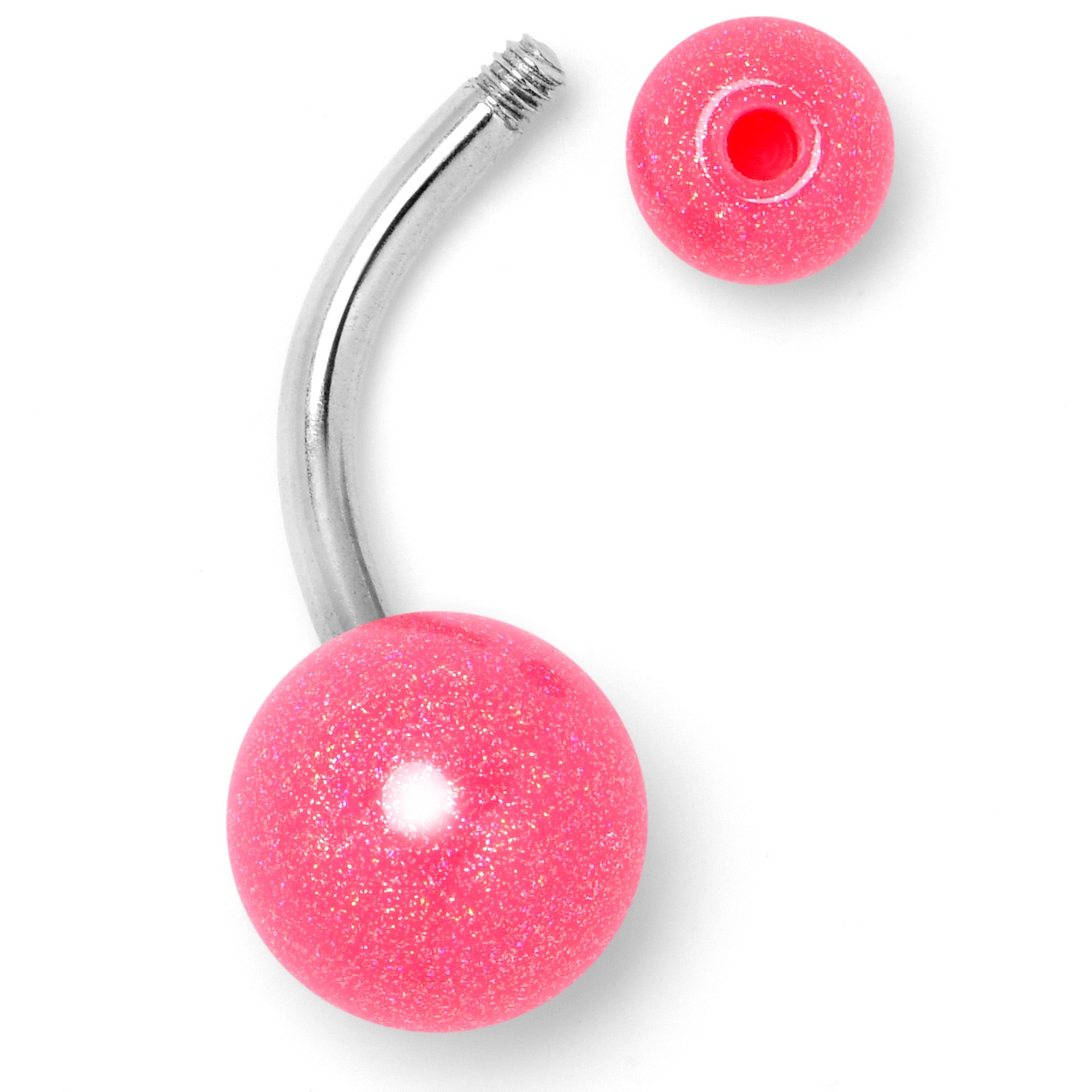 BodyCandy Pastel Shimmer Pink Ends Belly Ring — side view