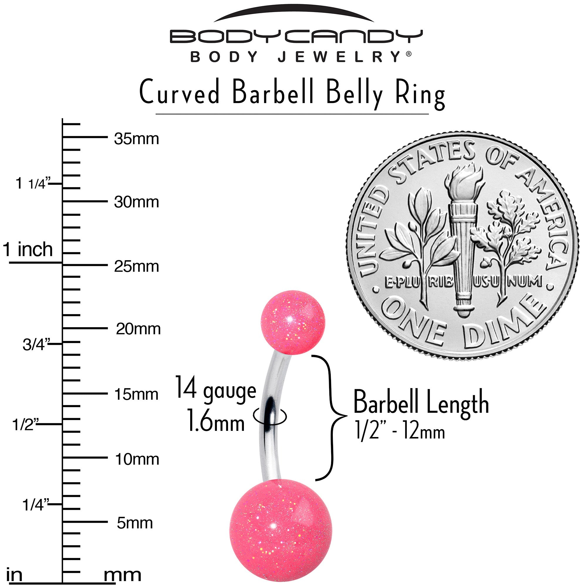 BodyCandy Pastel Shimmer Pink Ends Belly Ring — alternative angle