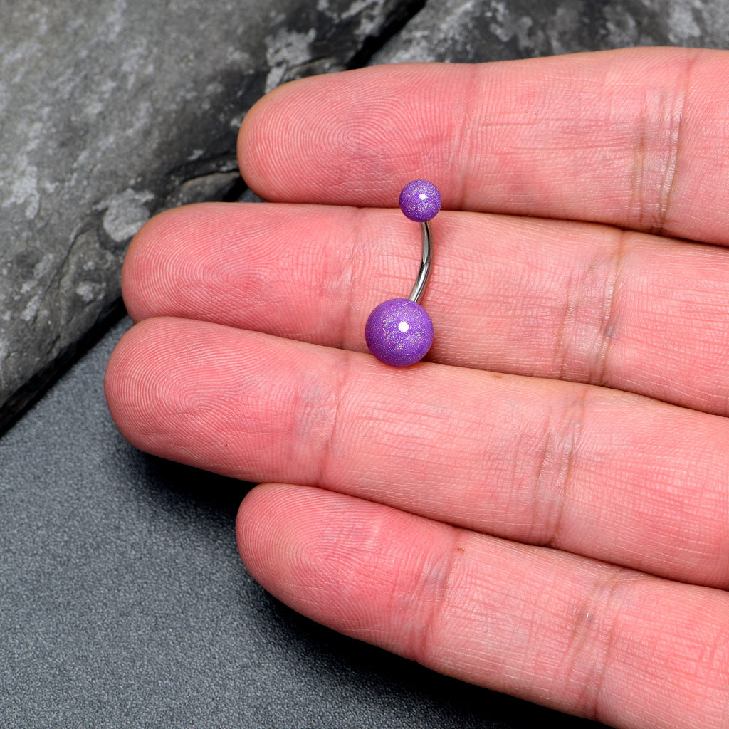 BodyCandy Pastel Shimmer Purple Ends Belly Ring — detail close-up
