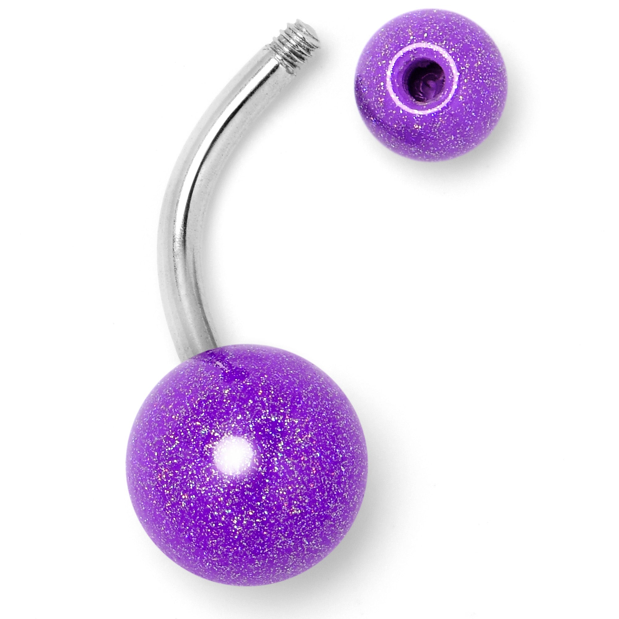 BodyCandy Pastel Shimmer Purple Ends Belly Ring — side view