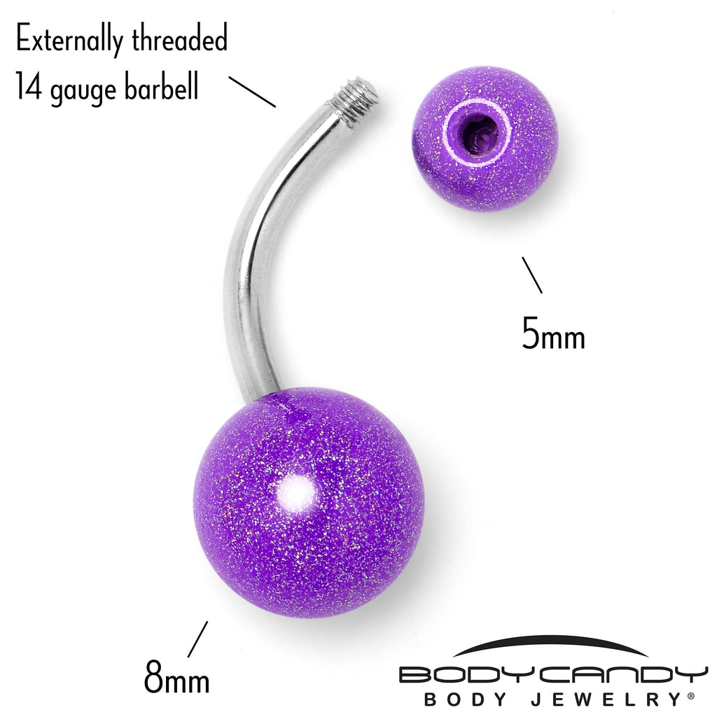 BodyCandy Pastel Shimmer Purple Ends Belly Ring — back view