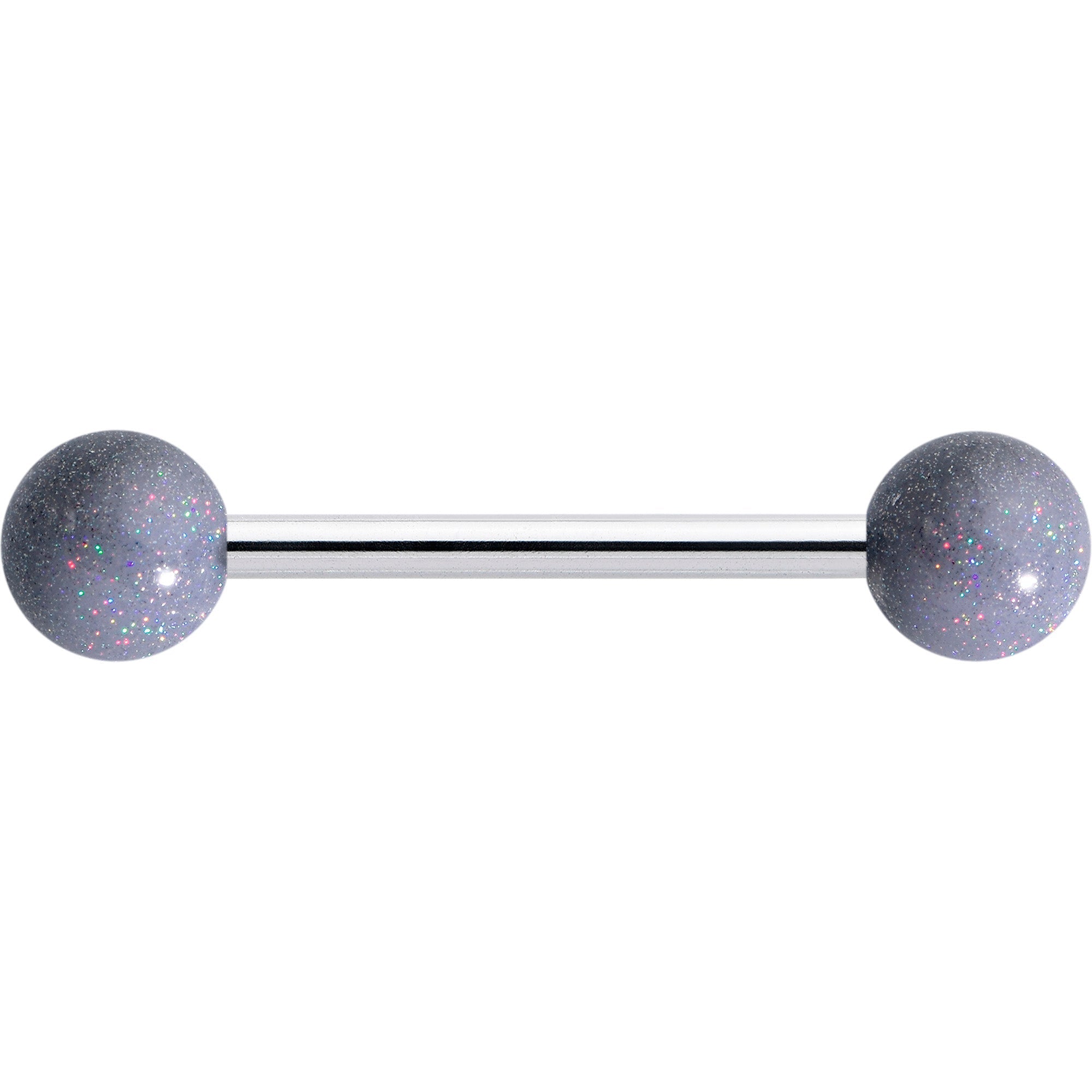BodyCandy Pastel Shimmer Grey Ends Barbell Tongue Ring — detail close-up