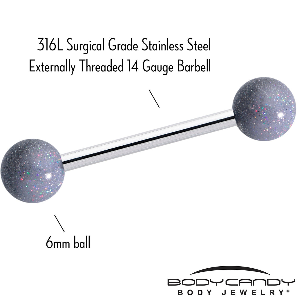 BodyCandy Pastel Shimmer Grey Ends Barbell Tongue Ring — lifestyle context