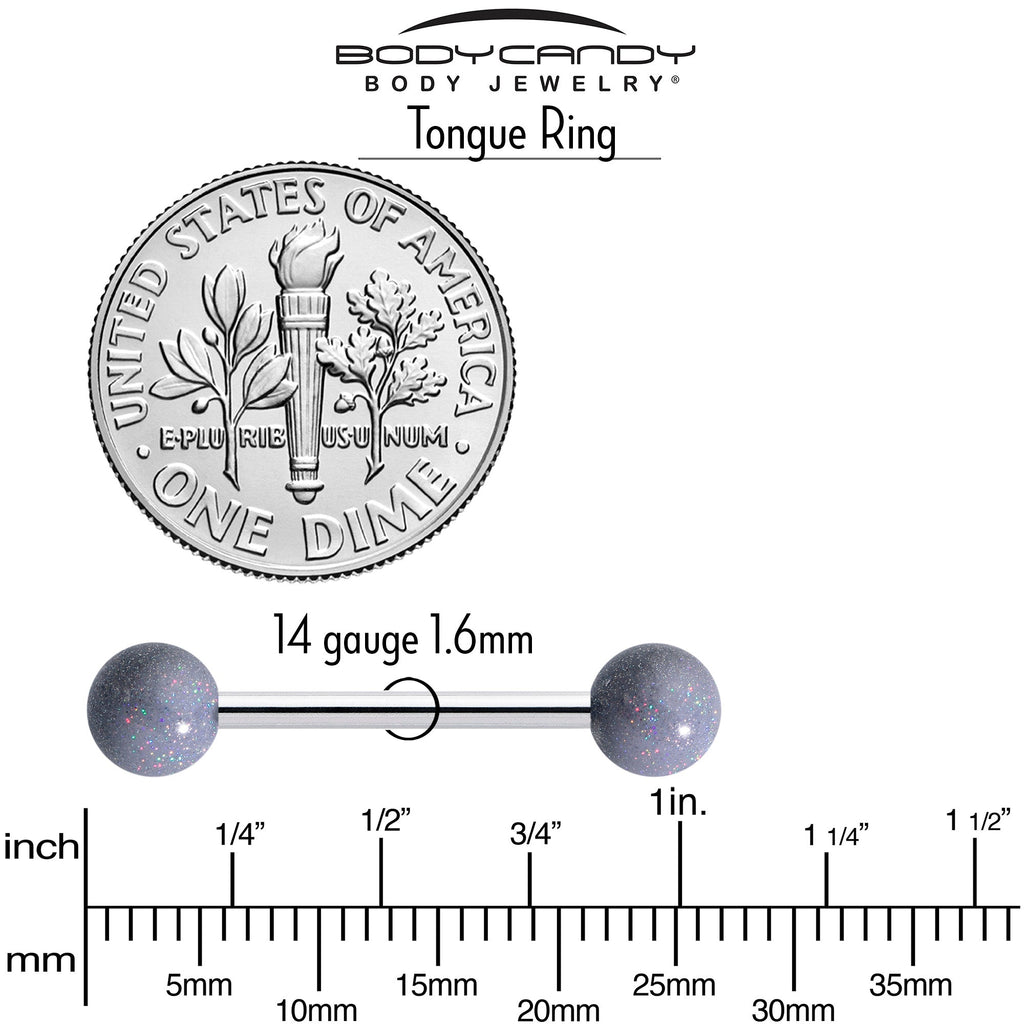 BodyCandy Pastel Shimmer Grey Ends Barbell Tongue Ring — side view