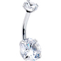 BodyCandy Clear Gem April Birthstone Double Mount Belly Ring — main product shot
