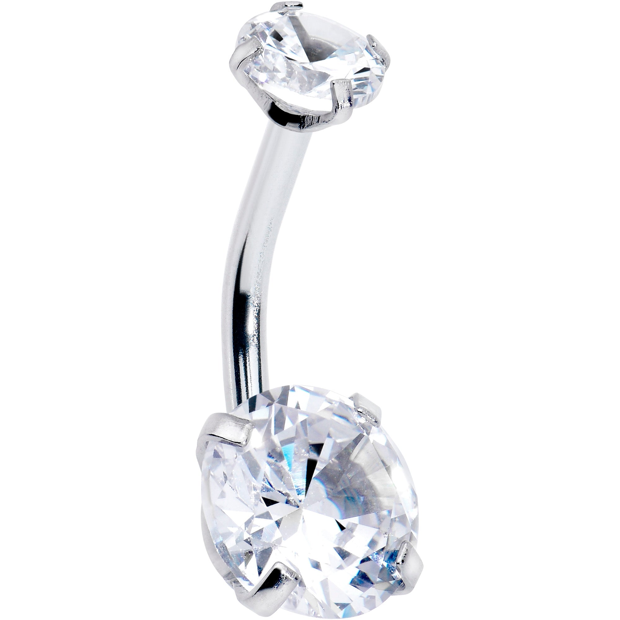 BodyCandy Clear Gem April Birthstone Double Mount Belly Ring — main product shot