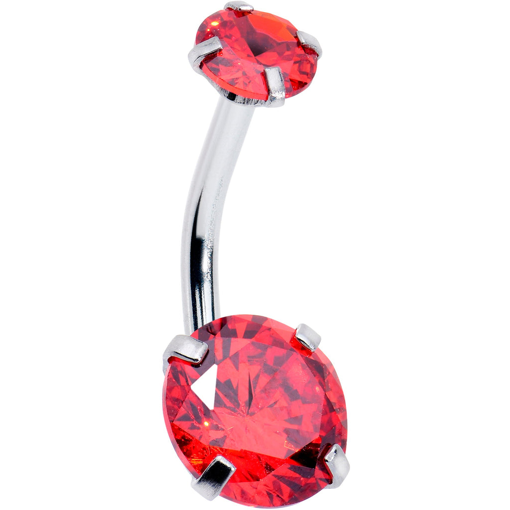 BodyCandy Light Red Gem January Birthstone Double Mount Belly Ring — main product shot