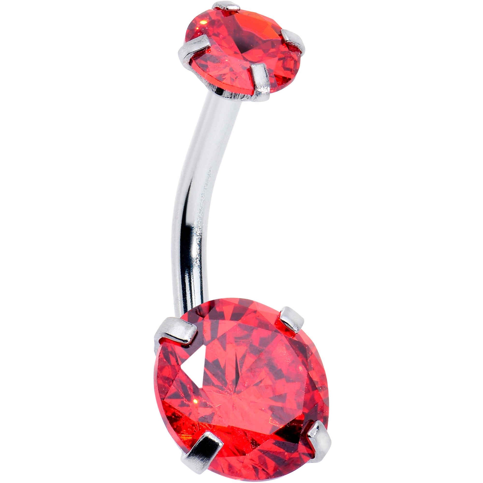 BodyCandy Light Red Gem January Birthstone Double Mount Belly Ring — main product shot