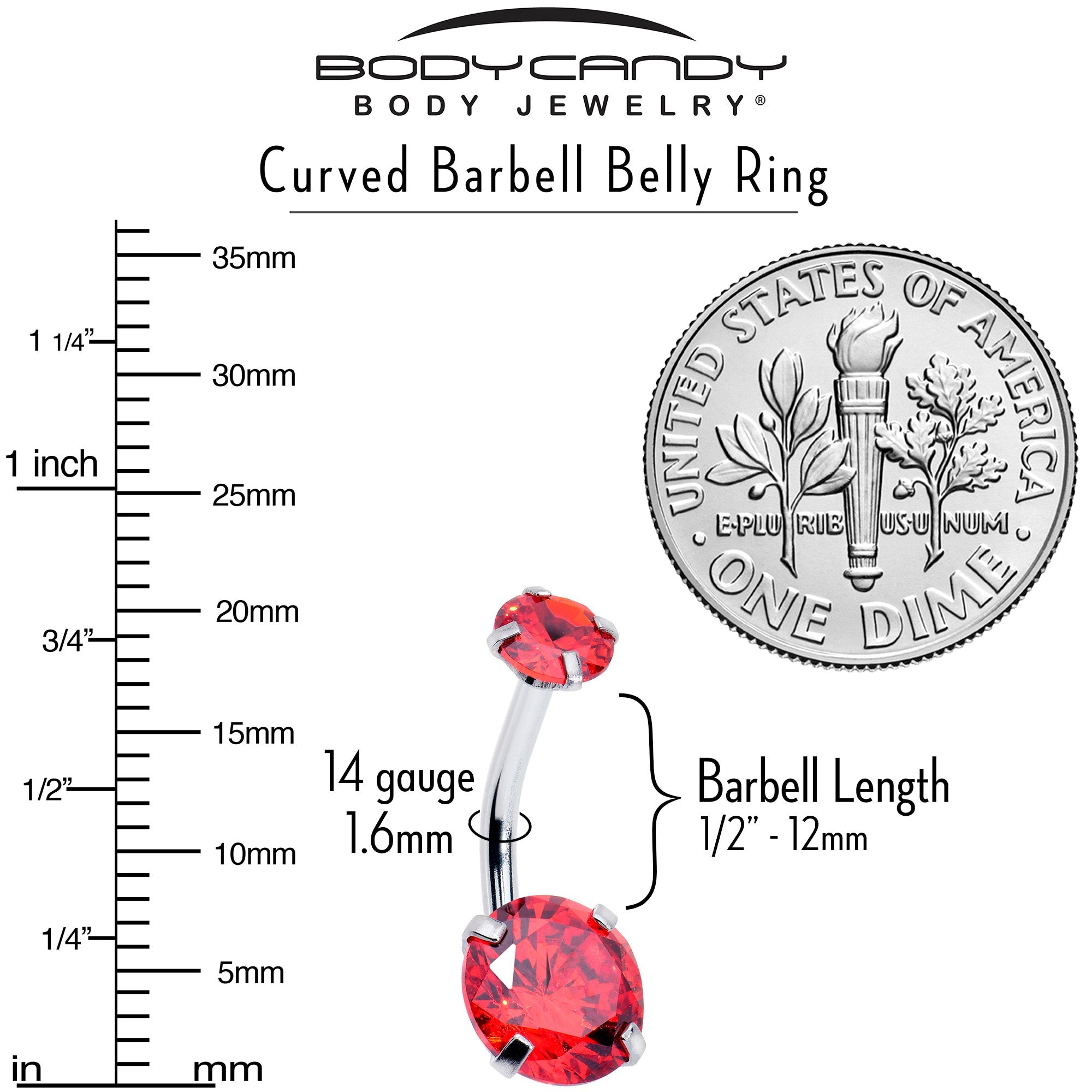 BodyCandy Light Red Gem January Birthstone Double Mount Belly Ring — lifestyle context