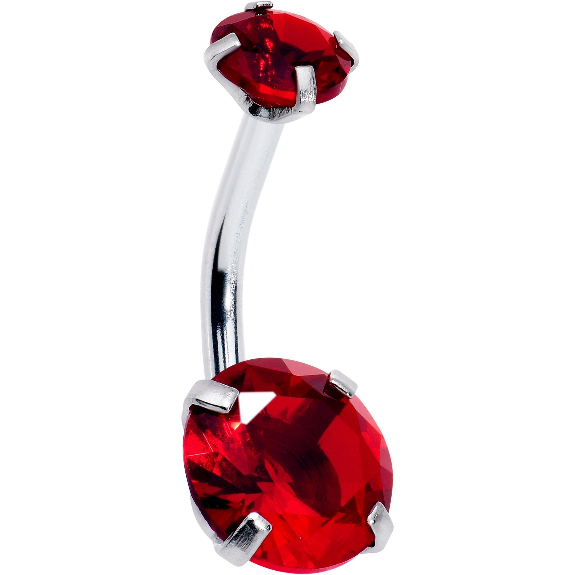 BodyCandy Deep Red Gem July Birthstone Double Mount Belly Ring — main product shot