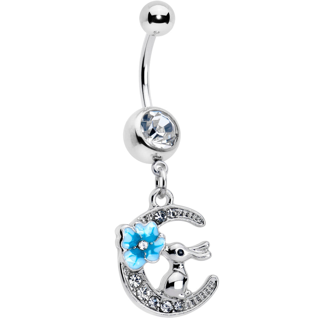 BodyCandy Clear Gem Rabbit On The Moon Blue Dangle Belly Ring — main product shot