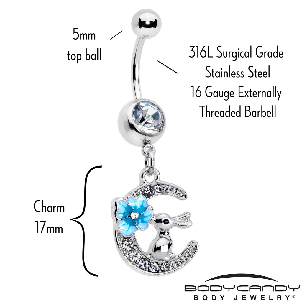 BodyCandy Clear Gem Rabbit On The Moon Blue Dangle Belly Ring — lifestyle context