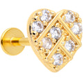 BodyCandy 16G 5/16 Clear Gem Gold Hue Lattice Heart Internally Threaded Labret — main product shot