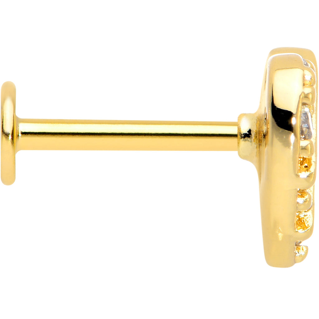 BodyCandy 16G 5/16 Clear Gem Gold Hue Lattice Heart Internally Threaded Labret — lifestyle context