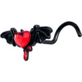 BodyCandy 20G 7mm Red Gem Black Bleeding Heart Bat Left Side Nose Screw — main product shot