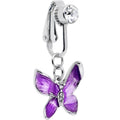 BodyCandy Clear Gem Chunky Butterfly Purple Clip On Fake Belly Ring — main product shot