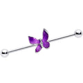 BodyCandy 14G Clear Gem Chunky Butterfly Purple Industrial Barbell 38mm — main product shot