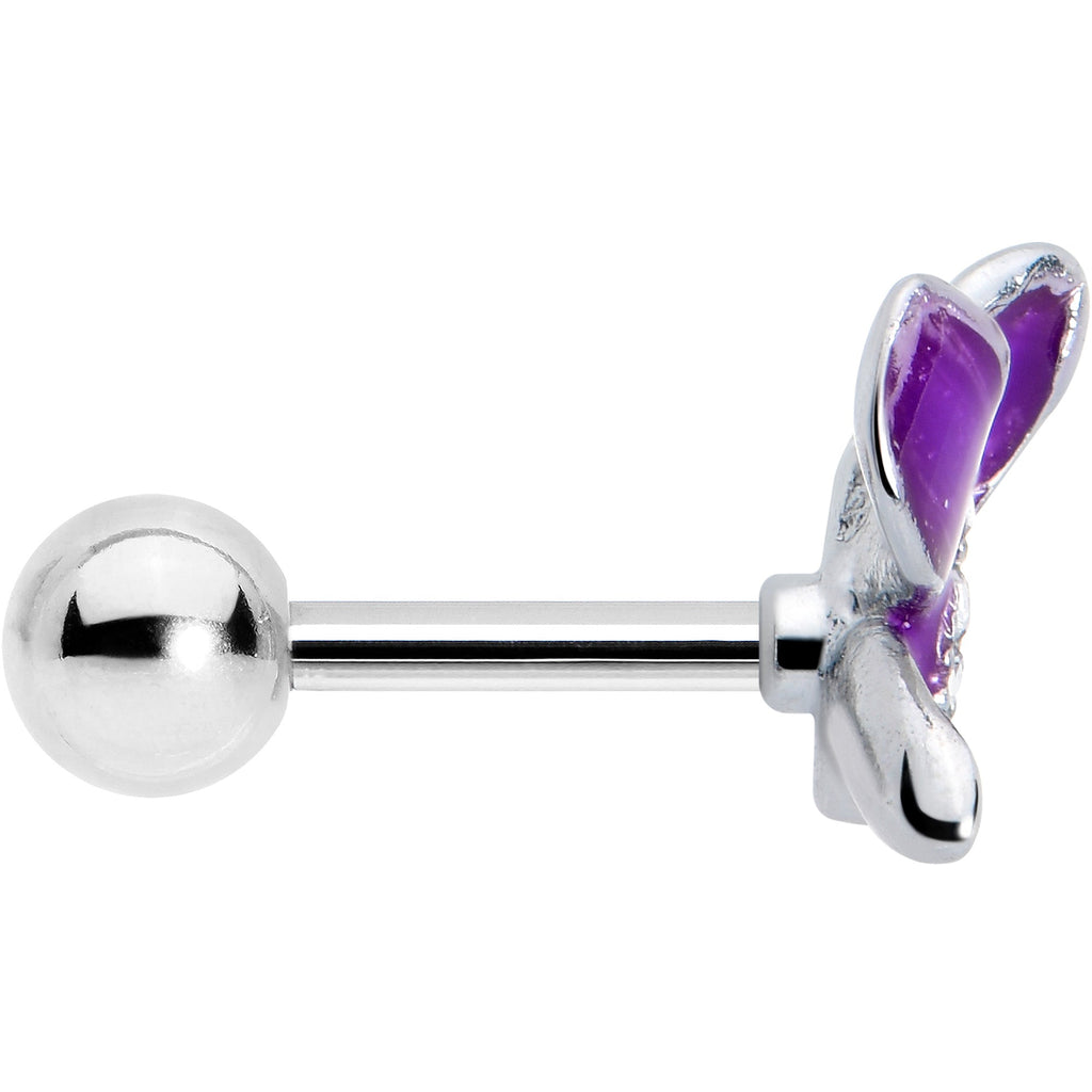BodyCandy 16G 1/4 Clear Gem Chunky Butterfly Purple Cartilage Tragus Earring — lifestyle context
