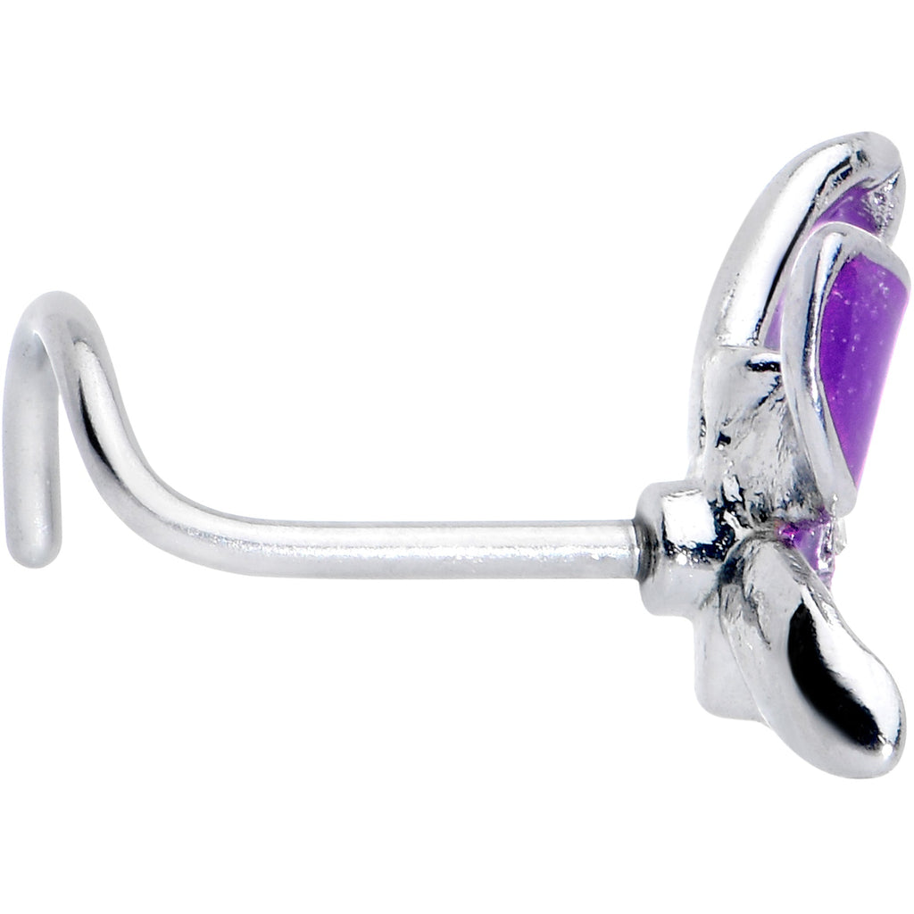 BodyCandy 20G 7mm Clear Gem Chunky Butterfly Purple Left Side Nose Screw — lifestyle context