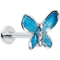 BodyCandy 16G 5/16 Clear Gem Chunky Butterfly Blue Labret Monroe Tragus — main product shot