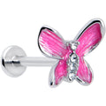 BodyCandy 16G 5/16 Clear Gem Chunky Butterfly Pink Labret Monroe Tragus — main product shot