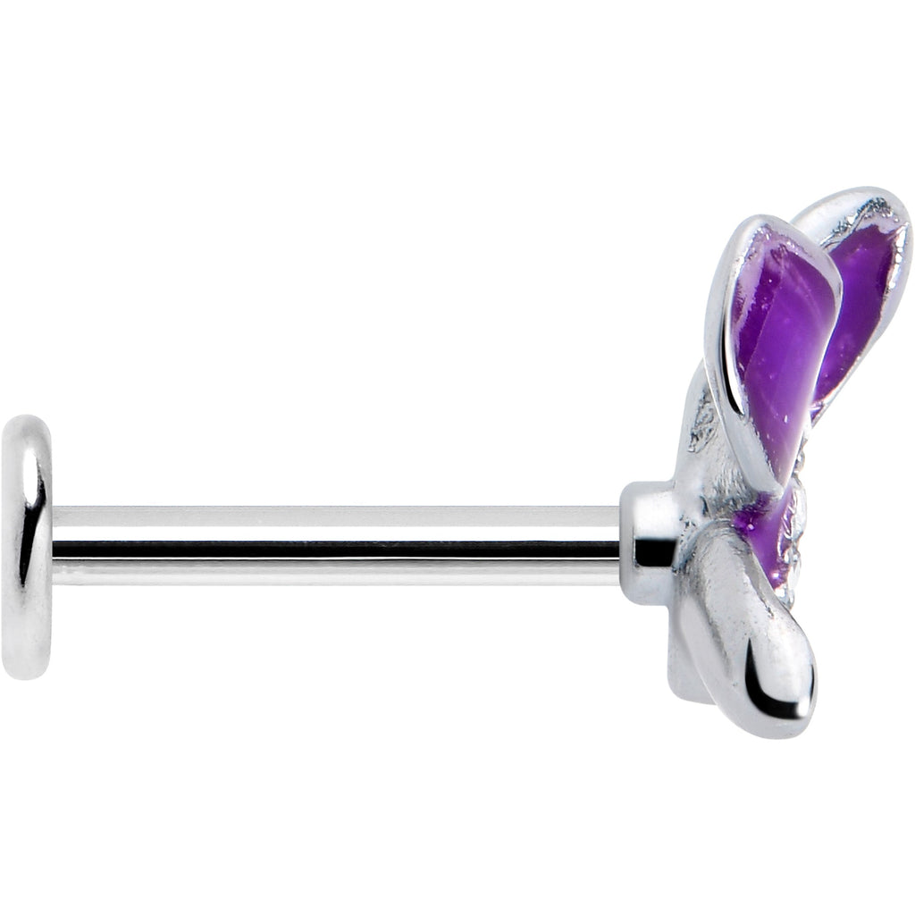 BodyCandy 16G 5/16 Clear Gem Chunky Butterfly Purple Labret Monroe Tragus — lifestyle context