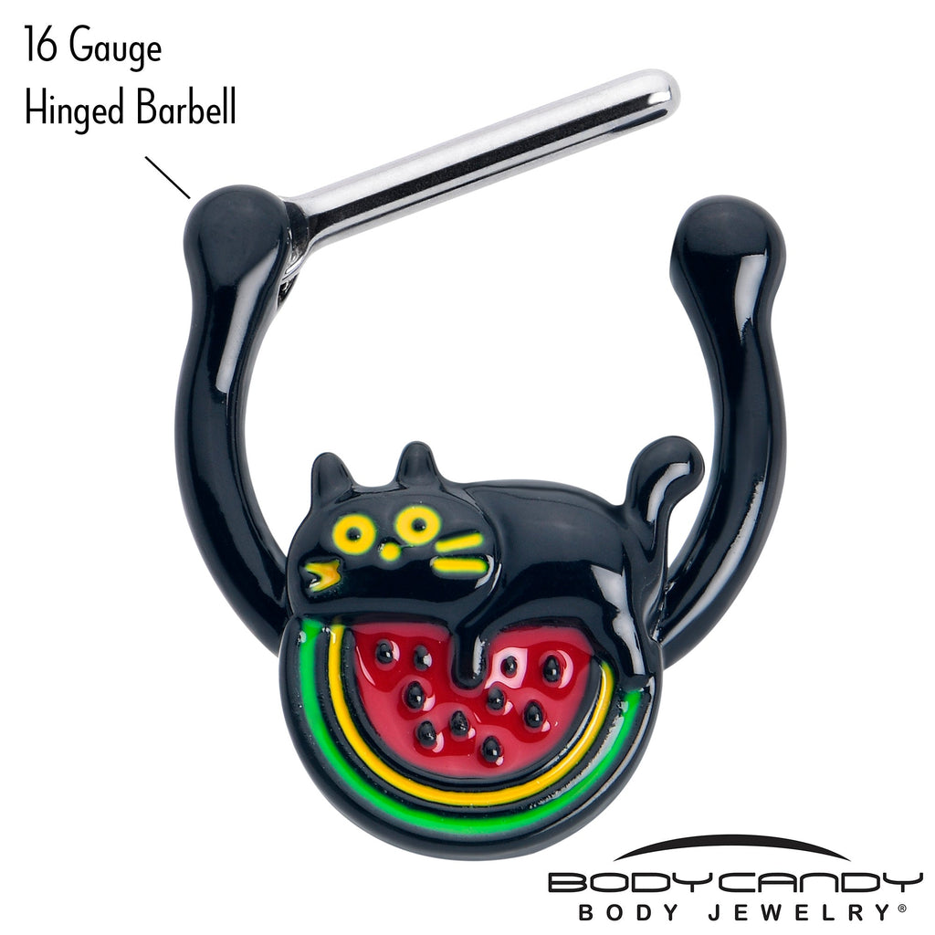BodyCandy 16G 5/16 Watermelon Cat Love Cartilage Clicker Ring — lifestyle context