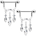 BodyCandy 14G 9/16 Clear Gem Heart Triple Drop Dangle Nipple Ring Set — main product shot