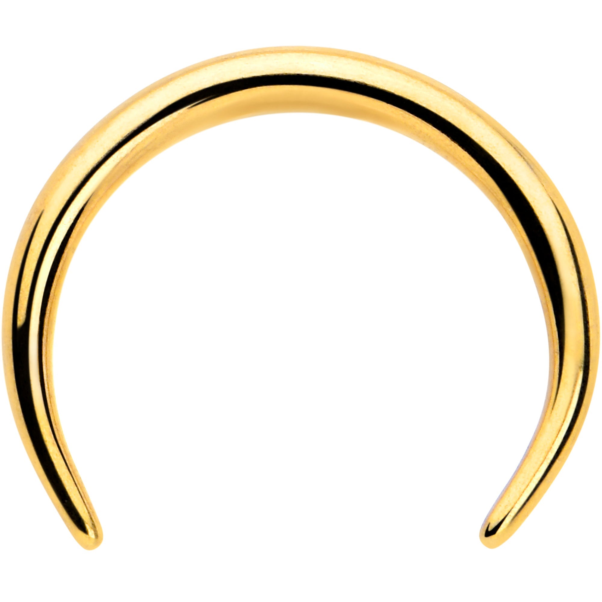BodyCandy 16G 5/16 Gold Tone Pincher Crescent Taper — detail close-up