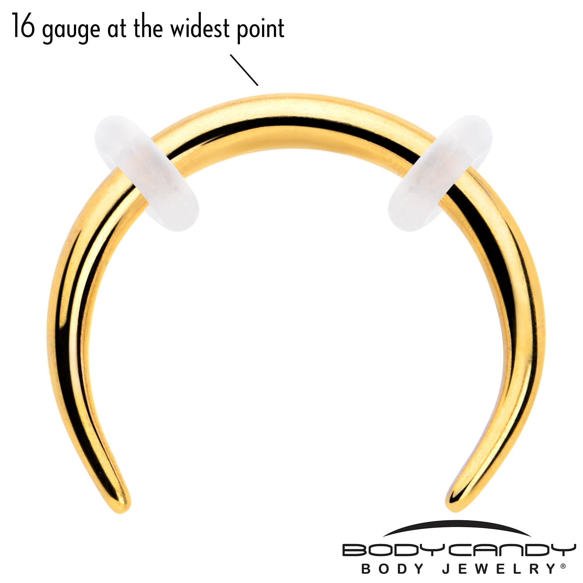 BodyCandy 16G 5/16 Gold Tone Pincher Crescent Taper — lifestyle context