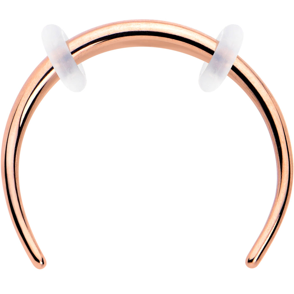 BodyCandy 16G 3/8 Rose Gold Tone Pincher Crescent Taper — main product shot