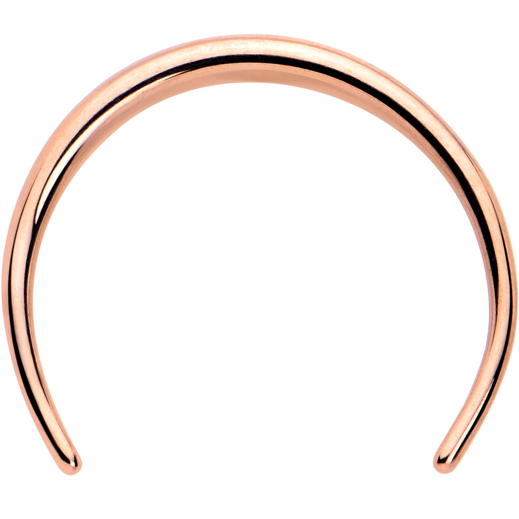 BodyCandy 16G 3/8 Rose Gold Tone Pincher Crescent Taper — detail close-up