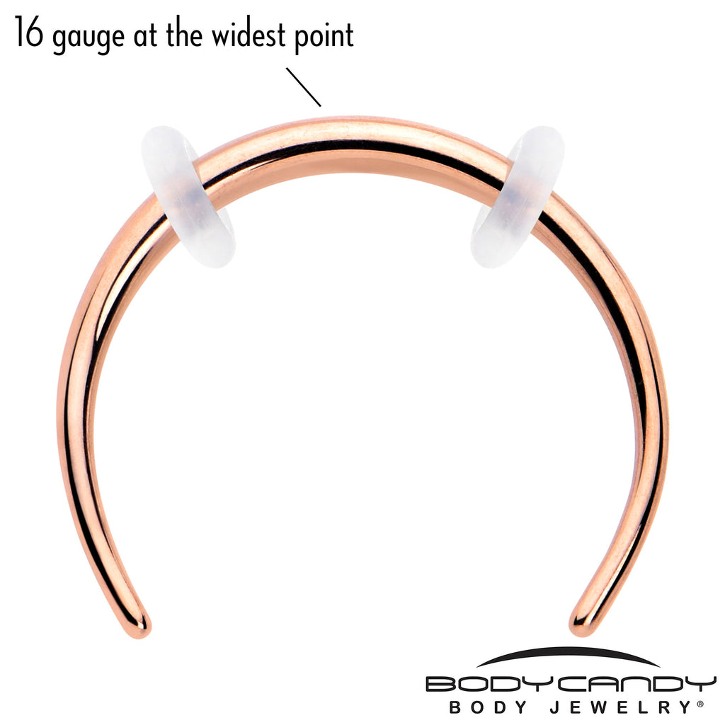 BodyCandy 16G 3/8 Rose Gold Tone Pincher Crescent Taper — lifestyle context