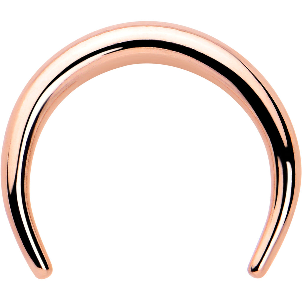 BodyCandy 14G 5/16 Rose Gold Tone Pincher Crescent Taper — detail close-up