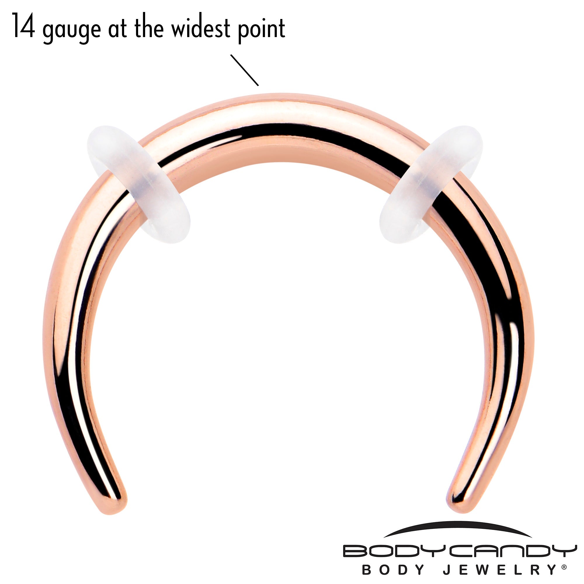 BodyCandy 14G 5/16 Rose Gold Tone Pincher Crescent Taper — lifestyle context